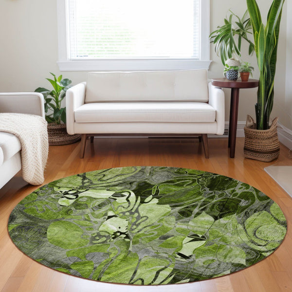 Homeroots 2' Abstract Washable Indoor Outdoor Runner Rug – Stylish Artistry For Your Living Space And More! 8' X 8' Polyester 563039