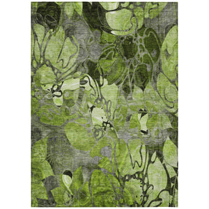 Homeroots 9' X 12' Fern Green And Gray Abstract Washable Indoor Outdoor Area Rug Fern Polyester 563041