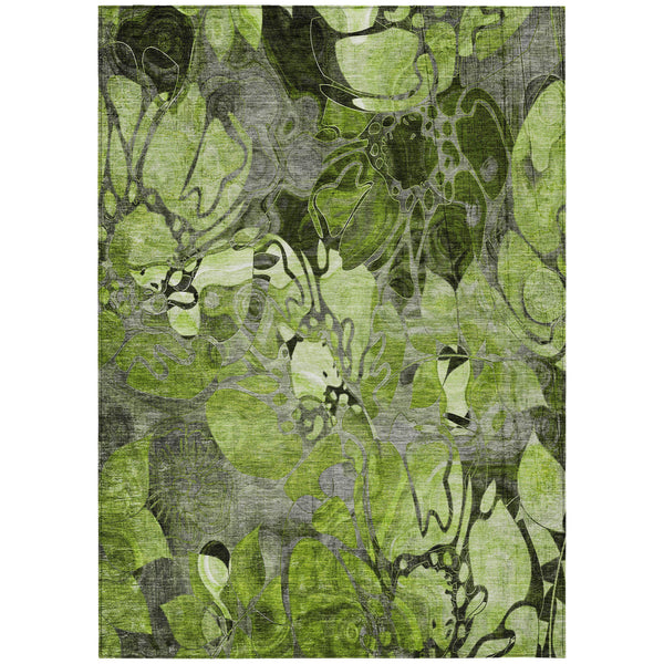 Homeroots 9' X 12' Fern Green And Gray Abstract Washable Indoor Outdoor Area Rug Fern Polyester 563041