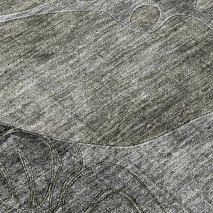 Homeroots 2' Abstract Washable Indoor Outdoor Runner Rug – Stylish Artistry For Your Living Space And More! Gray Polyester 563044