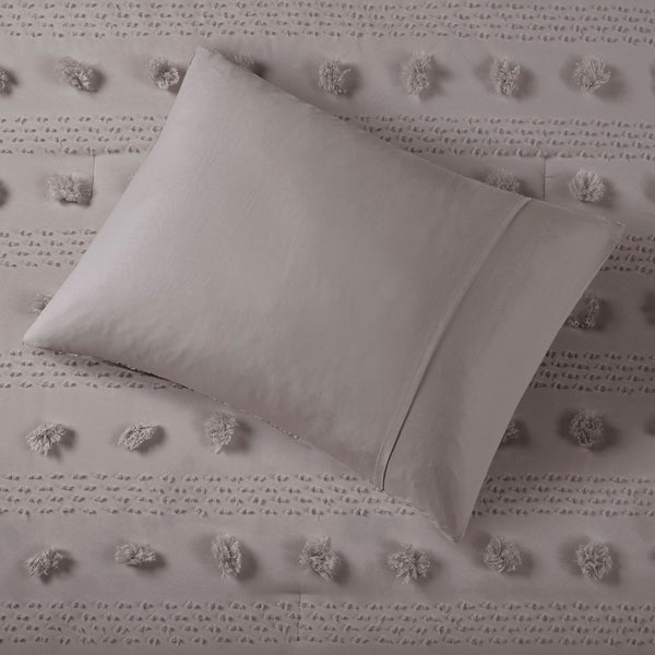 English Elm King/Cal King Lucy Clip Jacquard Comforter Set with Pompon Texture, Hypoallergenic, OEKO-TEX Certified, Antimicrobial Care Grey 9.84 L x 18.9 W x 9.84 H B035P148309