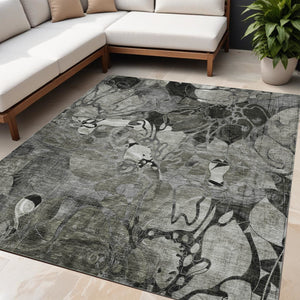Homeroots 2' Abstract Washable Indoor Outdoor Runner Rug – Stylish Artistry For Your Living Space And More! 5' X 8' Polyester 563047