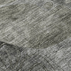 Homeroots 8' X 8' Gray Round Abstract Washable Indoor Outdoor Area Rug Gray Polyester 563048