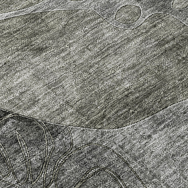 Homeroots 8' X 8' Gray Round Abstract Washable Indoor Outdoor Area Rug Gray Polyester 563048