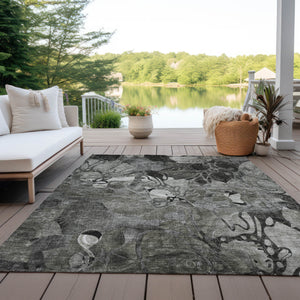 Homeroots 8' X 10' Gray Abstract Washable Indoor Outdoor Area Rug Gray Polyester 563049