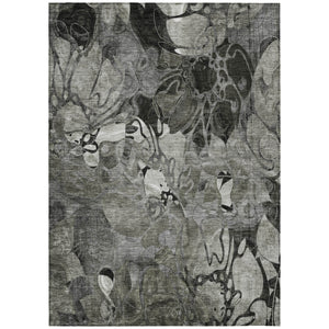 Homeroots 8' X 10' Gray Abstract Washable Indoor Outdoor Area Rug Gray Polyester 563049