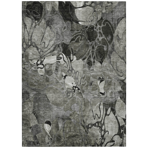 Homeroots 8' X 10' Gray Abstract Washable Indoor Outdoor Area Rug Gray Polyester 563049