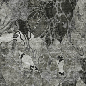 Homeroots 2' Abstract Washable Indoor Outdoor Runner Rug – Stylish Artistry For Your Living Space And More! Gray Polyester 563051