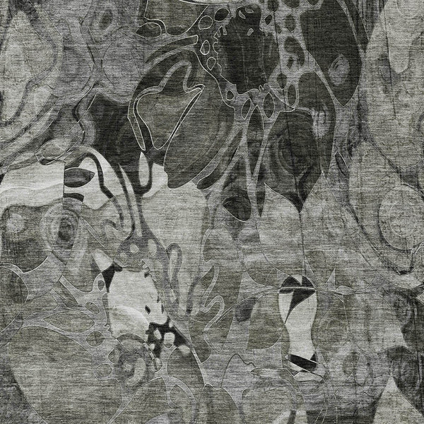 Homeroots 2' Abstract Washable Indoor Outdoor Runner Rug – Stylish Artistry For Your Living Space And More! Gray Polyester 563051