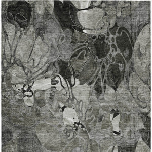 Homeroots 2' Abstract Washable Indoor Outdoor Runner Rug – Stylish Artistry For Your Living Space And More! Gray Polyester 563051