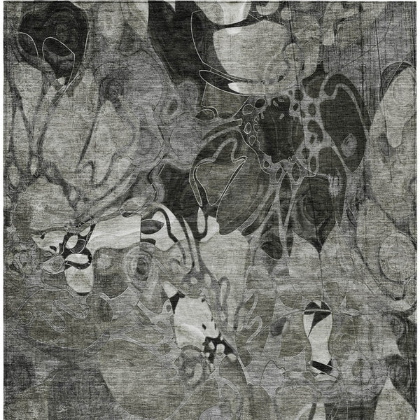 Homeroots 2' Abstract Washable Indoor Outdoor Runner Rug – Stylish Artistry For Your Living Space And More! Gray Polyester 563051