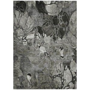 Homeroots 2' Abstract Washable Indoor Outdoor Runner Rug – Stylish Artistry For Your Living Space And More! Gray Polyester 563051