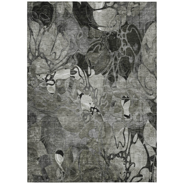 Homeroots 2' Abstract Washable Indoor Outdoor Runner Rug – Stylish Artistry For Your Living Space And More! Gray Polyester 563051