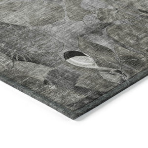 Homeroots 2' Abstract Washable Indoor Outdoor Runner Rug – Stylish Artistry For Your Living Space And More! Gray Polyester 563051