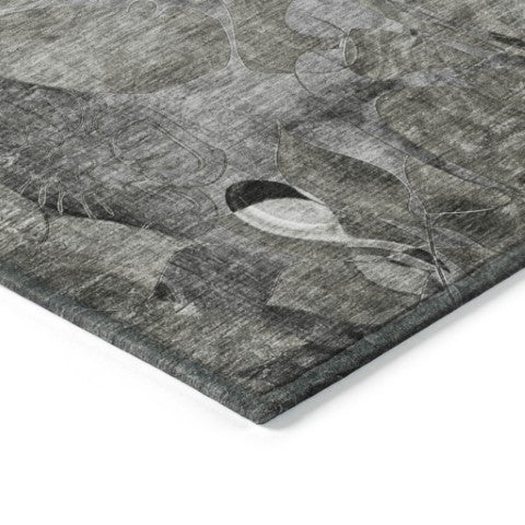 Homeroots 2' Abstract Washable Indoor Outdoor Runner Rug – Stylish Artistry For Your Living Space And More! Gray Polyester 563051