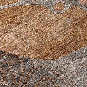 Homeroots 2' Abstract Washable Indoor Outdoor Runner Rug – Stylish Artistry For Your Living Space And More! Paprika Polyester 563053