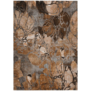 Homeroots 3' X 5' Chocolate Terracotta And Ivory Abstract Washable Indoor Outdoor Area Rug Paprika Polyester 563055