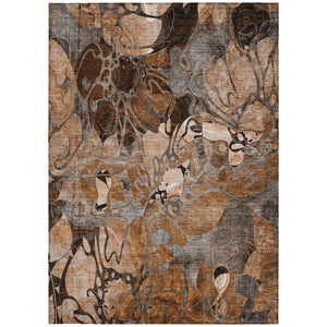 Homeroots 3' X 5' Chocolate Terracotta And Ivory Abstract Washable Indoor Outdoor Area Rug Paprika Polyester 563055