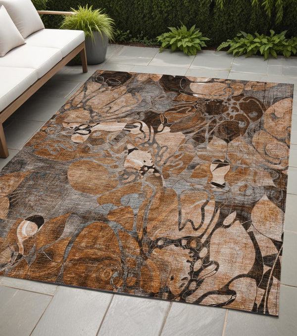 Homeroots 2' Abstract Washable Indoor Outdoor Runner Rug – Stylish Artistry For Your Living Space And More! 5' X 8' Polyester 563056