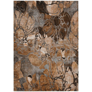 HomeRoots 5' Beige and Blue Abstract Area Rug - Stylish, Washable, Indoor/Outdoor - Perfect for High-Traffic Areas 10' X 14' 563060