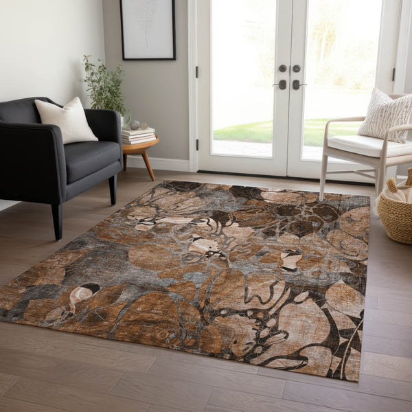 Homeroots 2' Abstract Washable Indoor Outdoor Runner Rug – Stylish Artistry For Your Living Space And More! 10' X 14' Polyester 563060