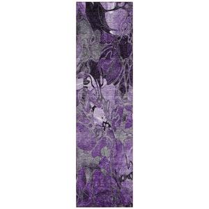 Homeroots 2' X 8' Purple Abstract Washable Indoor Outdoor Runner Rug Purple Polyester 563062