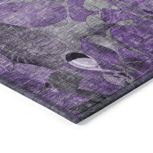 Homeroots 2' X 8' Purple Abstract Washable Indoor Outdoor Runner Rug Purple Polyester 563062