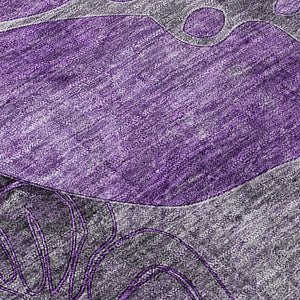 Homeroots 2' X 8' Purple Abstract Washable Indoor Outdoor Runner Rug Purple Polyester 563062