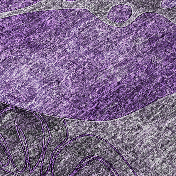 Homeroots 2' X 8' Purple Abstract Washable Indoor Outdoor Runner Rug Purple Polyester 563062