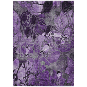 Homeroots 3' X 5' Purple Abstract Washable Indoor Outdoor Area Rug Purple Polyester 563064