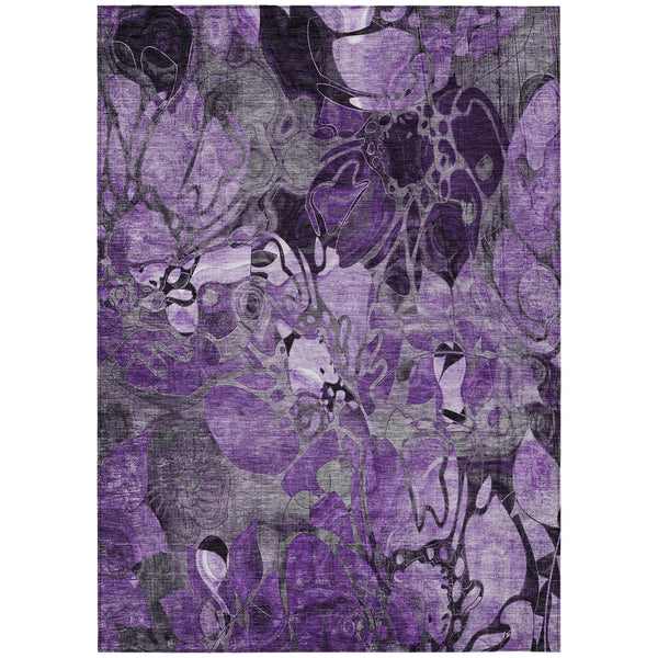 Homeroots 3' X 5' Purple Abstract Washable Indoor Outdoor Area Rug Purple Polyester 563064