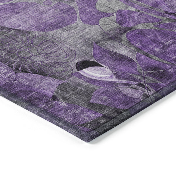 Homeroots 3' X 5' Purple Abstract Washable Indoor Outdoor Area Rug Purple Polyester 563064