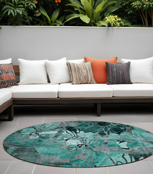 Homeroots 2' Abstract Washable Indoor Outdoor Runner Rug – Stylish Artistry For Your Living Space And More! 8' X 8' Polyester 563075