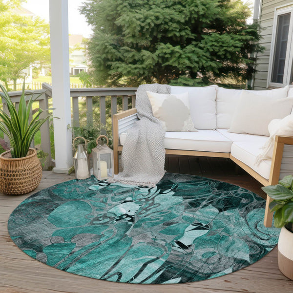 Homeroots 2' Abstract Washable Indoor Outdoor Runner Rug – Stylish Artistry For Your Living Space And More! 8' X 8' Polyester 563075