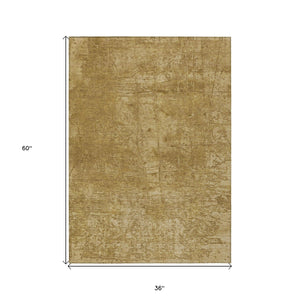 Homeroots 3' X 5' Tan Abstract Washable Non Skid Indoor Outdoor Area Rug Beige Polyester 563082