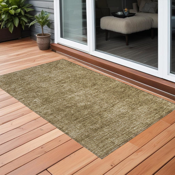 Homeroots 3' X 5' Tan Abstract Washable Non Skid Indoor Outdoor Area Rug Beige Polyester 563082