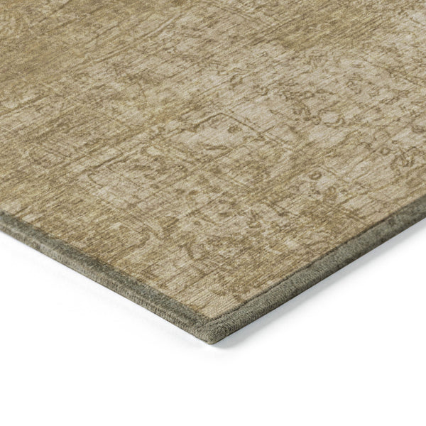 Homeroots 3' X 5' Tan Abstract Washable Non Skid Indoor Outdoor Area Rug Beige Polyester 563082