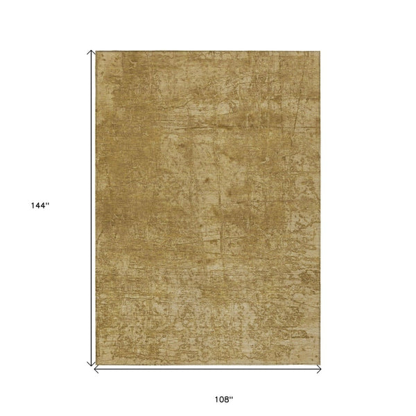 HomeRoots 5' Tan Abstract Area Rug - Washable, Non-Skid, Versatile Design for Indoor & Outdoor Spaces 9' X 12' 563086