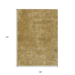 Homeroots 9' X 12' Tan Abstract Washable Non Skid Indoor Outdoor Area Rug Beige Polyester 563086