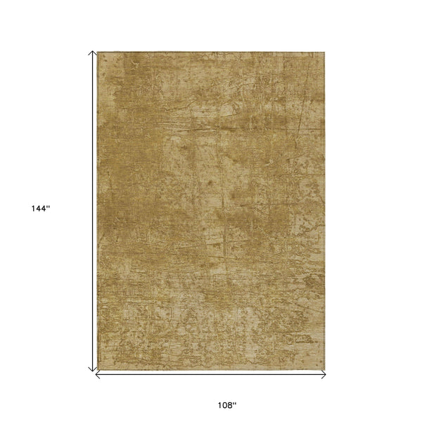 Homeroots 9' X 12' Tan Abstract Washable Non Skid Indoor Outdoor Area Rug Beige Polyester 563086