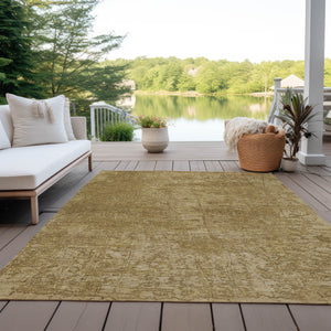Homeroots 9' X 12' Tan Abstract Washable Non Skid Indoor Outdoor Area Rug Beige Polyester 563086