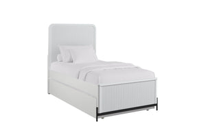 English Elm Full Solid Wood Full Ov Twin Trundle Bed White with Reeded Birch Veneer Fronts Casual Transitional Design B2699S00060