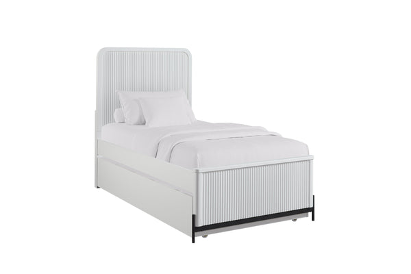 English Elm Full Solid Wood Full Ov Twin Trundle Bed White with Reeded Birch Veneer Fronts Casual Transitional Design B2699S00060