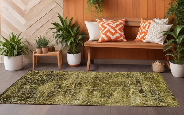 Homeroots 8' Runner Stylish Tan Abstract Washable Non-skid Indoor Outdoor Rug For Kids And Pets’ Safety Brown Polyester 563089