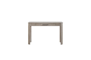 English Elm Taupe Reeded Writing Desk with Birch Veneer, Solid Wood & MDF, 1 Drawer — Casual Transitional Style B2699P271424
