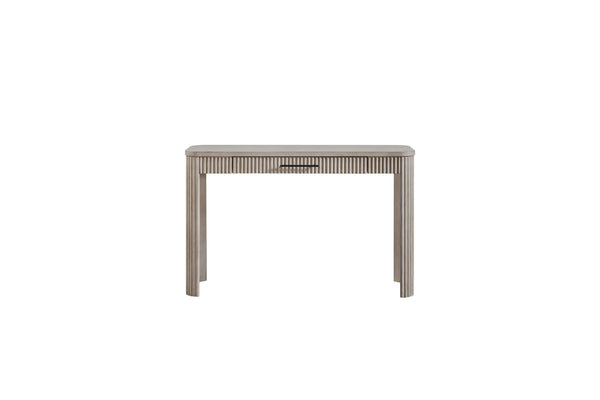 English Elm Taupe Reeded Writing Desk with Birch Veneer, Solid Wood & MDF, 1 Drawer — Casual Transitional Style B2699P271424