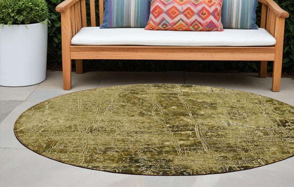 Homeroots 8' Runner Stylish Tan Abstract Washable Non-skid Indoor Outdoor Rug For Kids And Pets’ Safety 8' Round Polyester 563093