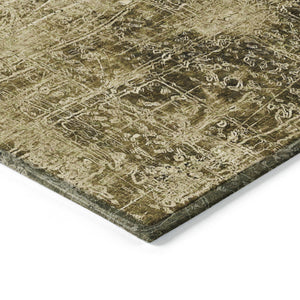 Homeroots 9' X 12' Green Abstract Washable Non Skid Indoor Outdoor Area Rug Brown Polyester 563095
