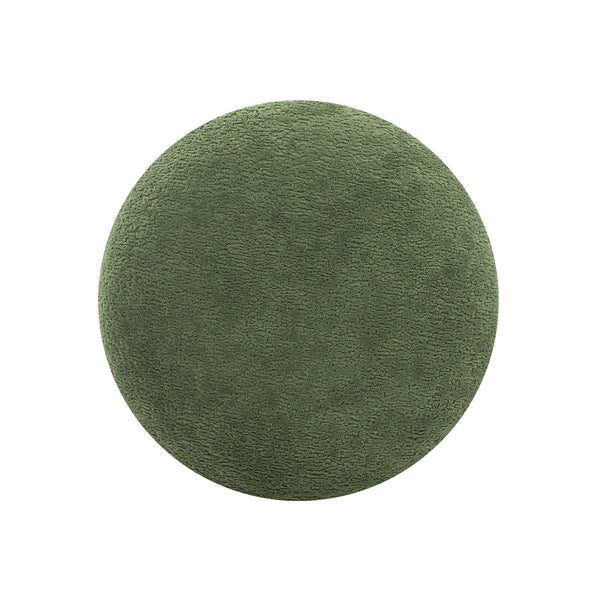 English Elm Jennifer Taylor Home - Fuji Mushroom Footstool Ottoman 15" — Moss Fleeced Teddy Sherpa Seat, Durable 200lb Support Green B2719P280163