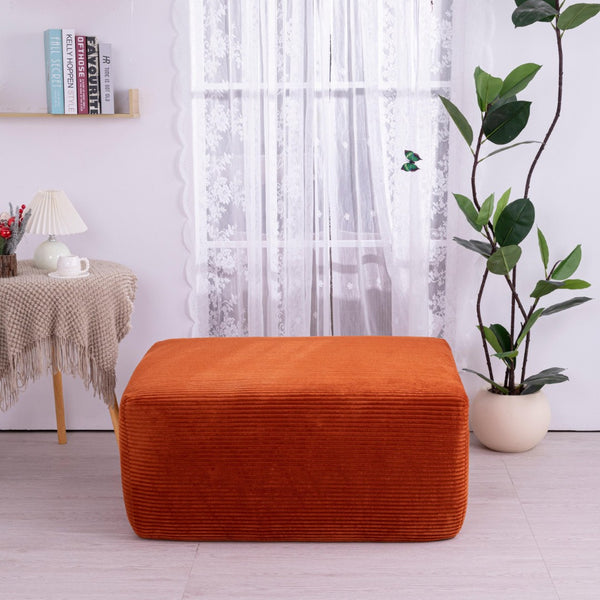 English Elm Ottoman-blue-corduroy Double Chaise Sectional Sofa with Ribbed Upholstery for Modern Living Orange W3975P440931